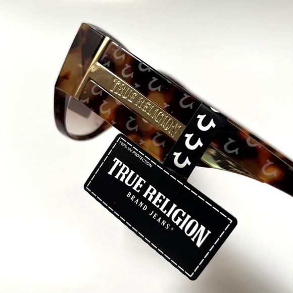 New Original TRUE RELIGION Cat Eye Sunglasses Acetate Tortoise Shell Embossed main image 4